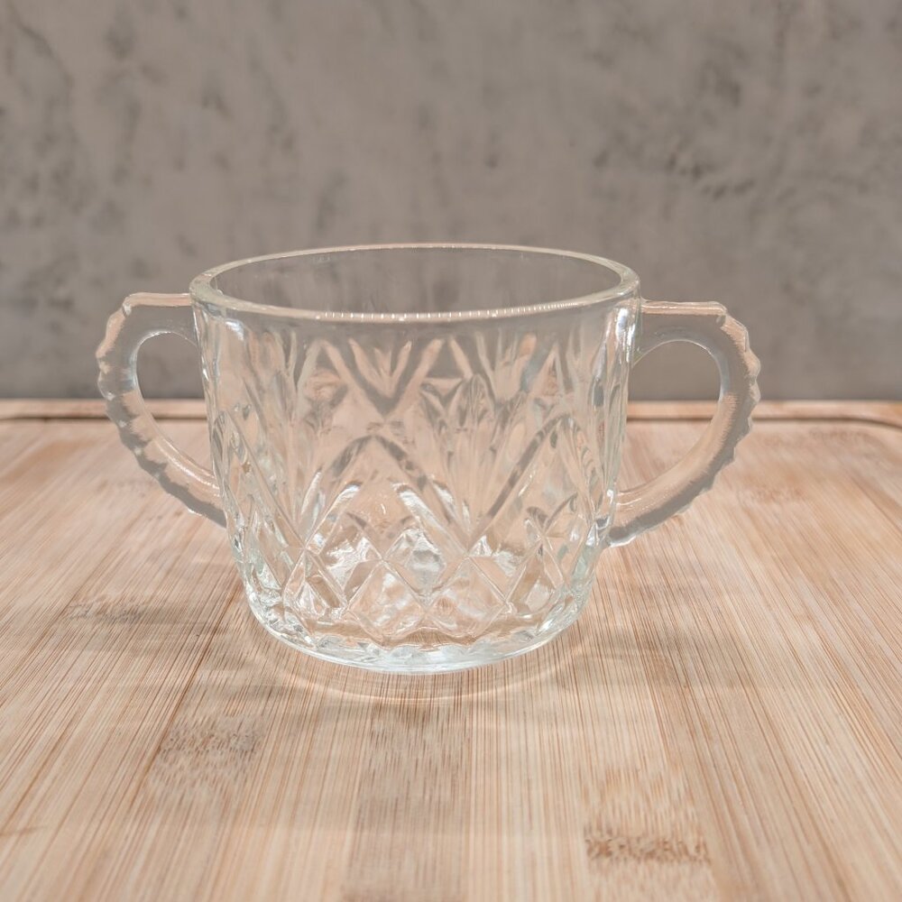 Vintage 1940's Pressed Glass Sugar Bowl